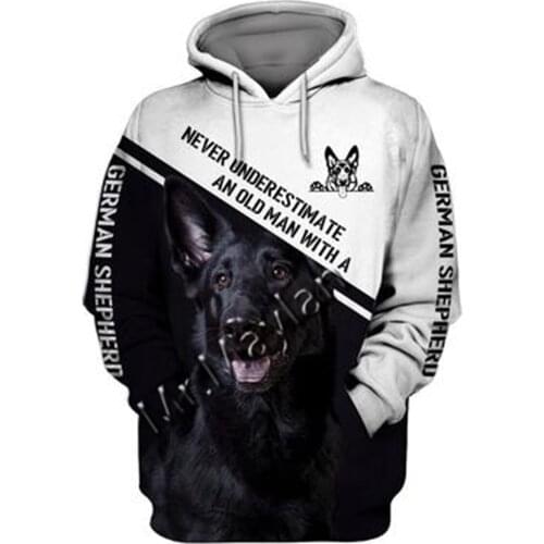 Unisex 3D German Shepherd Graphic Hoodie Harajuku Hoodie Alt Clothing Animal Crossing Streetwear Oversized Hoodie Pullover QW-73