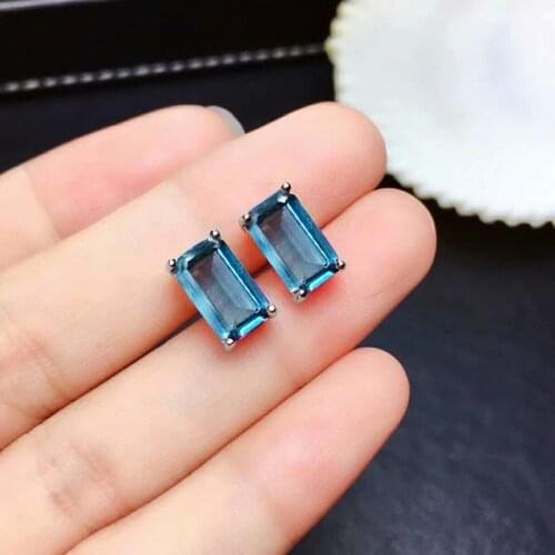 SHILOVEM 18k white gold London Blue topaz pendants earring classic fine Jewelry women wholesale new gift mtz061088b