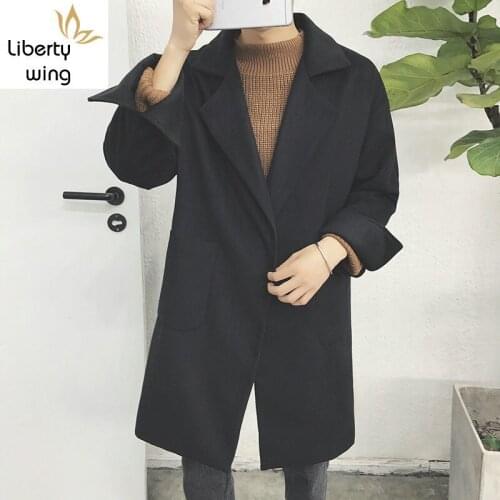 Winter Warm Oversized Trench Coat For Men Thick Loose Fit Casaco Masculino Long Jacket Comfort Casual Wool Outwear Overcoat