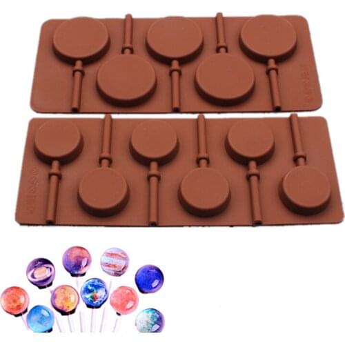 1Pcs Silicone Ice Cookie Biscuit Mold Pan Silicone Cake Molds Pudding Jelly Candy Cake Chocolate Bakeware Round Lollipop Mould