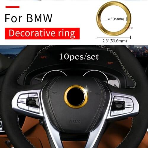 10pcs Aluminum Alloy Accessory Car Styling 1.78inch Steering wheel Rings Decal Sticker Label 45mmFor E92 E93 F02 E63 E64 E65