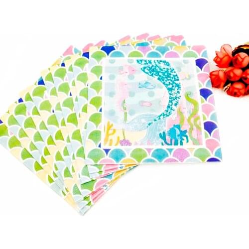 10pcs/lot Mermaid Party disposable Paper Napkin Cartoon Kids Favorite Birthday Decoration Baby Shower Theme Festival For Girl
