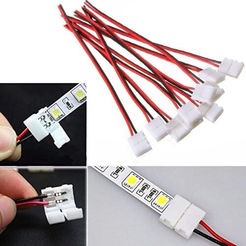 10pcs Wire Solderless Snap Down Strip Connector For 8mm Wide 3528 2835 Single Co #W5
