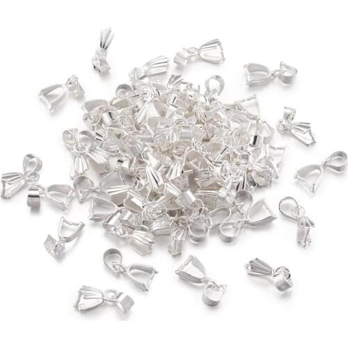 100pcs Pendant Clasps Hook Pinch Bails For DIY Jewelry Making Necklace Pendants Clasp Component 15x5mmm Pin: 0.8mm