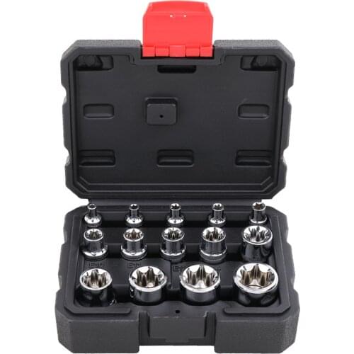 14pcs E-TORX Star Socket Hand Tool Sets Sleeve 1/4-inch Mechanical Tools Corrosion-resistant Matt Finish Ratchet Screwdriver Kit