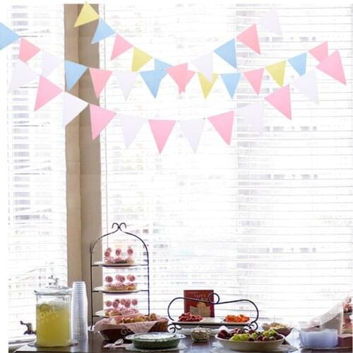 18Flags 8m White Pink Blue Felt Fabric Bunting Pennant Flag Banner Garland Wedding/Birthday/Baby Show Party Decorative Accessory