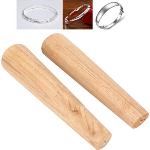 2pcs Hard Wooden Bracelet Making Stick Round Sizing Bangle Mandrel Wire Wrapping Tool Jewelry Sizer Finger Sizing Measure Stick