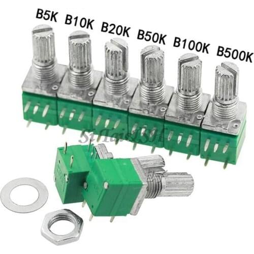 5pcs RV097NS 5K 10K 20K 50K 100K 500K with a switch audio 5pin shaft 15mm amplifier sealing potentiometer