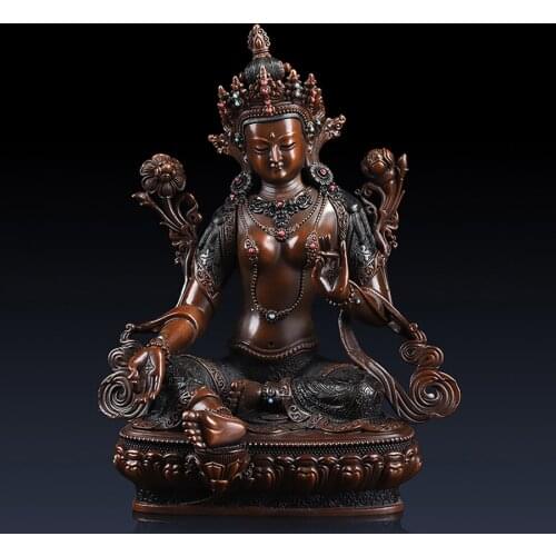 5A GOOD Asia Nepal Tibet Buddha buddha HOME efficacious Protection High grade Green Tara GUAN YIN buddha Buddhist Tantra statue