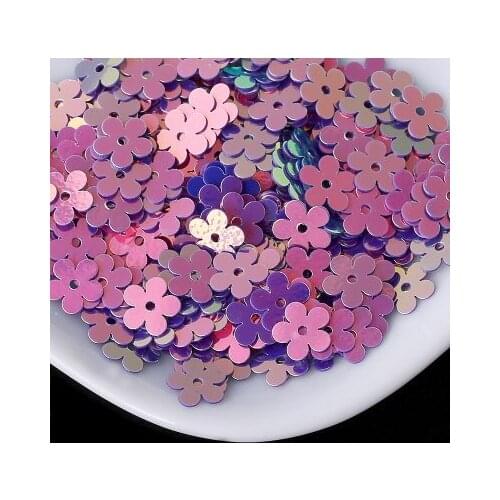7mm Flat Flower Platting Golden Centre Hole Loose Sequin Paillette Sewing,Wedding Craft,Kids DIY Garment Accessories Dark Purple