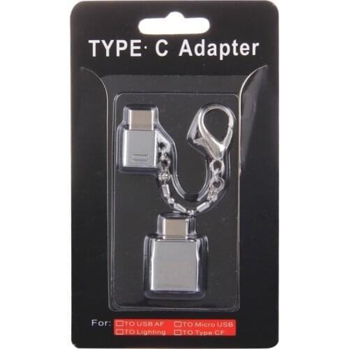 Keychain Micro Usb Male To Type-C Microusb To Type C Converter Adapter Kits OTG Data Sync Charging Adapter For Samsung Huawei