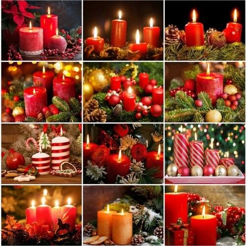 EverShine 5D DIY Diamond Painting Full Square Candle Cross Stitch Diamond Mosaic Landscape Bead Embroidery Christmas Wall Art