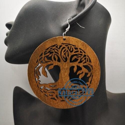 Free Shipping!Laser cut tree wooden Earrings