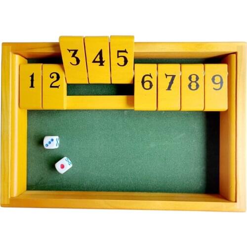 9 Numbers Shut the Box Premium Wooden Dice Board Game Adults Party Traditional Pub Entertainment Gift