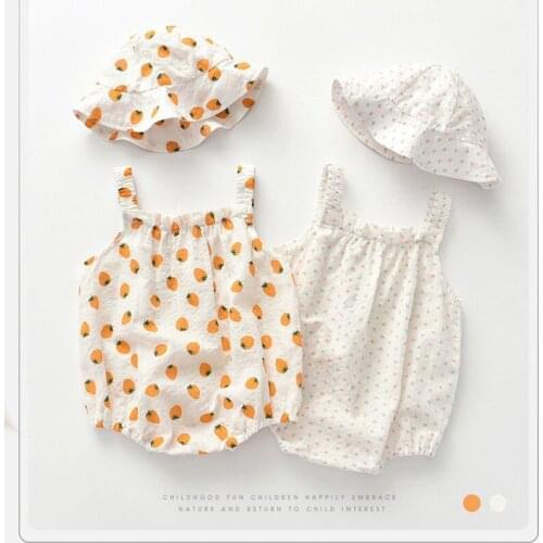 Infant Girl Summer Clothes Fashion Cartoon Bodysuit+Cap Birthday Party 0-2 Years Princess Girls Infant Clothes Birthday Party