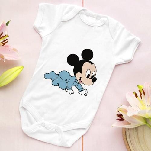 Disney Mouse Baby Romper Casual Funny Cool Baby Mickey Print Toddler Bodysuits Casual Short Sleeve Infant Jumpsuit Tops Dropship