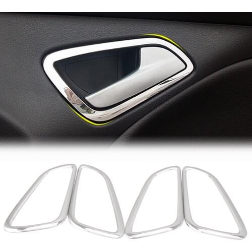 For Ford Focus 3 2012 2013 Stainless steel interior doors hand-clasping decoration ring 4pcs/set,auto accessories
