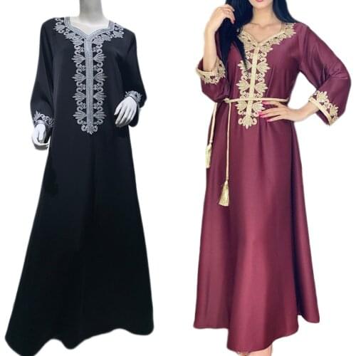 Dubai Muslim Women Abayas Ramadan Islamic Vestido Kaftan Arab Middle East Embroidery Ethnic Style Morocan Eid Mubarak Fashion