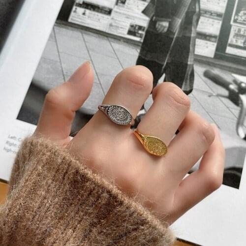 925 Sterling Silver Sun Moon Face Rings Oval Creative Cute Wreath Fashionable Rings for Women 2021 Friendship Jewelry