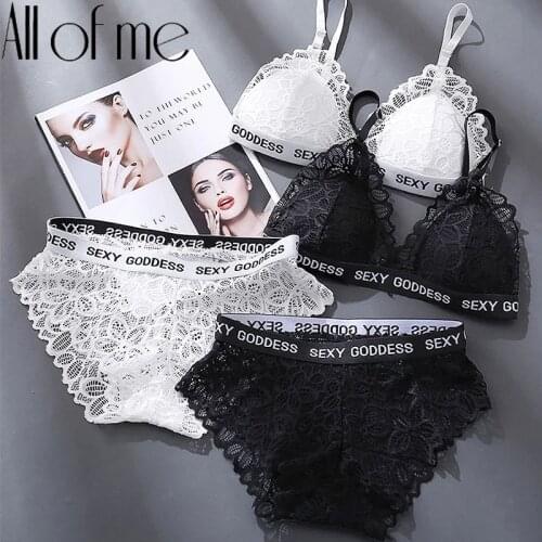 Lace Bra Set Sexy Women Tank Crop Top Panties Suit Backless Female Underwear Womans Bralette Floral Lingerie Brassiere for Girl