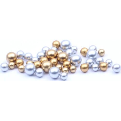 Round Beads Matte Gold Matte Silver 5 6 8mm Classic Resin Pearls No Hole Imitation Rhinestones Used For DIY Crafts Decoration