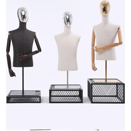 Clothing Model Men Platform Mannequin Half Body Suit Dress High-end Electric Plated Full Body