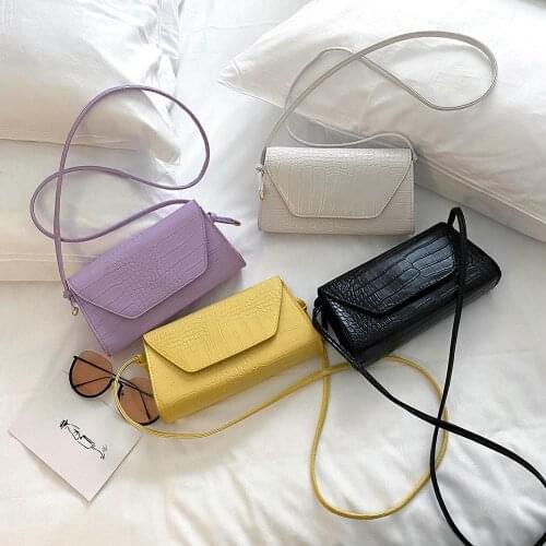 Fashion Women Shoulder Handbag Alligator PU Pure Color Mini Crossbody Phone Bag for Outdoor Shopping Traveling Ornaments