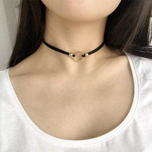 New Fashion Black Velvet Round Choker Necklace Gold/Silver Color Alloy Beads Clavicle Chain Vintage Jewelry For Woman Girls Gift