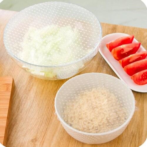 10pc food grade Keeping Food Hygienic Wrap Reusable high stretch Silicone Food Wraps Seal Vacuum Cover Stretch Lid wholesale