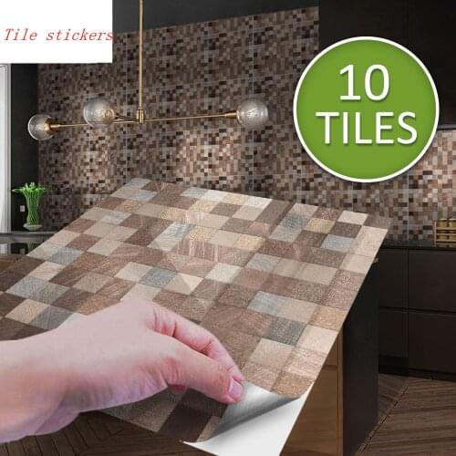 Anti-slip waterproof mosaic deco tile sticker Bathroom Metal Copper Color Wall Sticker Kitchen oil-proof wallpaper 20x20cm