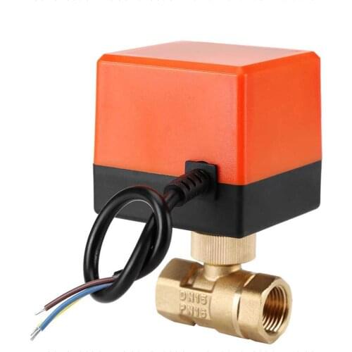 DN15 / DN20 / DN25 motorized electric 2-way brass ball valve DN20 AC 220V 2 way 3 wire -with actuator cable for gas water oil
