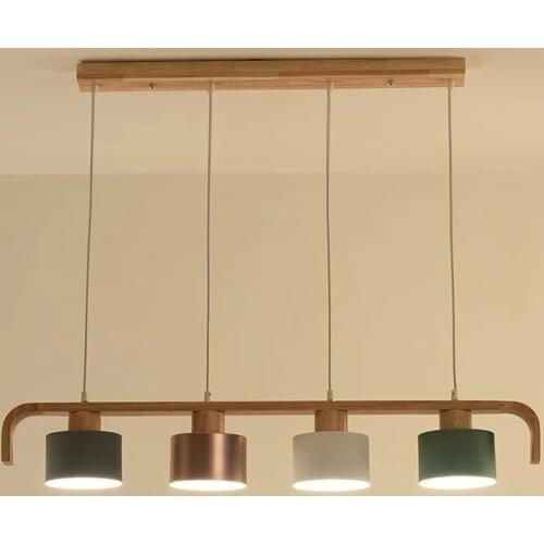 Nordic wood art three-head restaurant Pendant Lights creative personality modern minimalist bar dining room lighting WF5131159