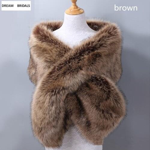 Europe And United States Wedding Faux Fur Word Shawl Lady Wrap Bridal Cloak Boler Whole Mane Thick Warm Bridesmaid Cloak Shawl