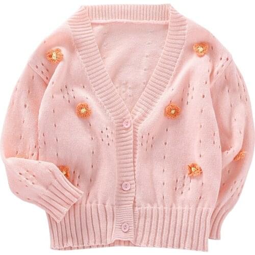 Baby Girl Sweater Clothes Cute Long Sleeve Knitted Cardigan Cotton Floral Children Sweater Toddler Girls Autumn Winter Clothes