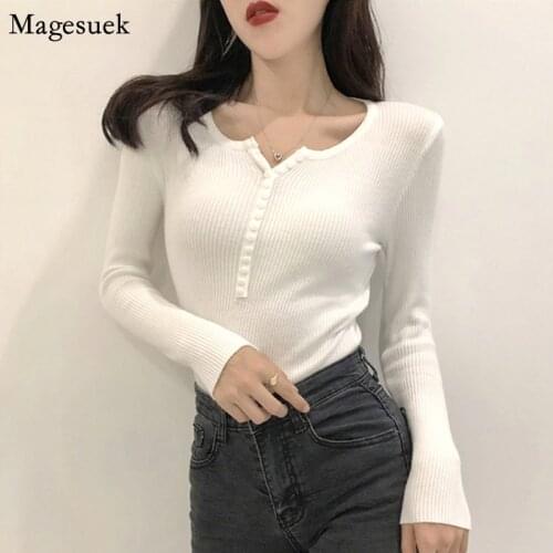 Autumn Winter Sweater Women Long Sleeve Button V-Neck Knitted Sweater New Elastic Single Breasted Jumper Women Pullover 10305