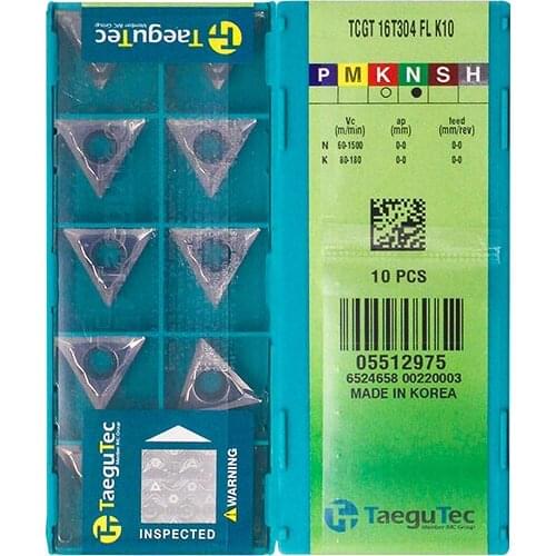 TCGT16T304-FL K10 Original Taegutac Carbide Inserts Turning Inserts Lathe Tools 10Pcs/Lot