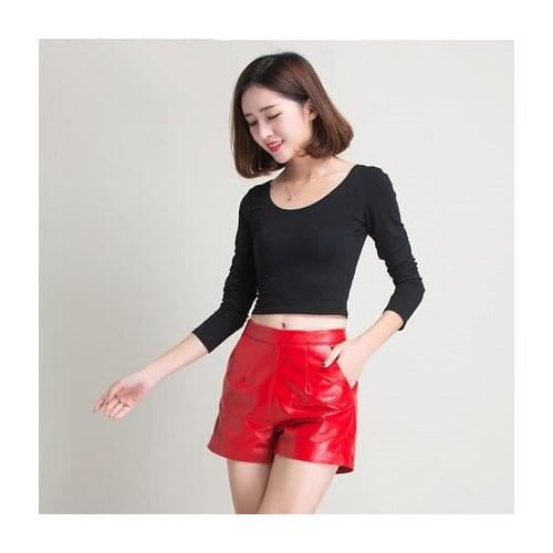 Top brand High 2020 New Waist Slim Sheepskin Shorts KS5 high quality