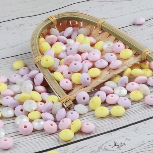 TYRY.HU Baby Teether Beads 30pcs Handmake Silicone Teething Beads 12mm BPA Free Chew Necklace