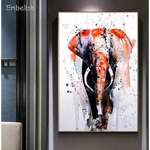 Embelish 1 Pieces New Arrival Watercolor Elephants Animals Wall Pictures For Living Room Modern Home Decor HD Canvas Paintings