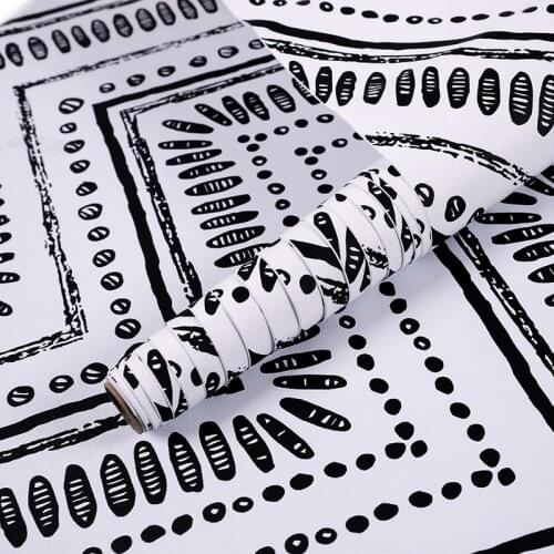 Vinyl Self Adhesive Circle Oval Stripe Wallpapers For Living Room 3D Pvc Geometric wave pattern Modern Black White Contact Paper