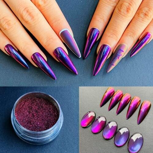 Chameleon Mirror Nail Glitter Powder Acrylic Auroras Effect Nail Powder UV Gel Polish Chrome Dust DIY Manicuring Decorations