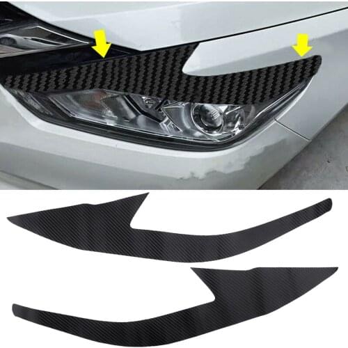 1 Pair Vinyl 3D Carbon Fiber Style Black Car Headlight Eye Brow Cover Sticker Trim Fit For Nissan Altima 2016 2017 2018