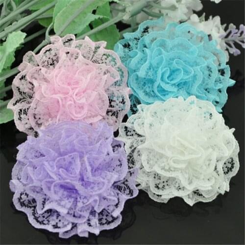 10PC Pink Big 62mm the lace small volume spend Flower Craft/Appliques B184