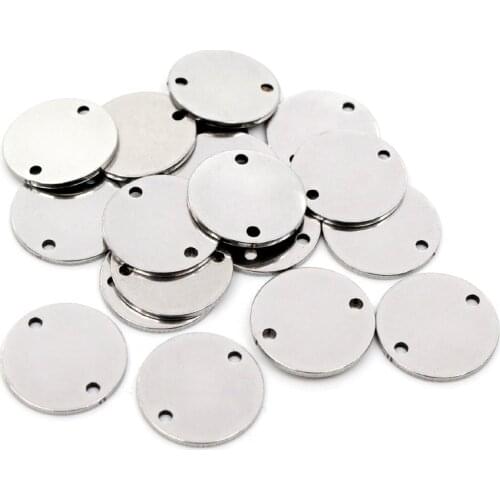 15pc/lot 12mm 15mm No Fade Charms 316 Stainless Steel Round Charms for necklace pendant charms diy jewelry making