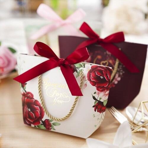 20Pieces Elegant Flower Gift Cases With Rope Cake Boxes Wedding Birthday Chocolate Gift Box Baking Bread Biscuit Dessert Packing