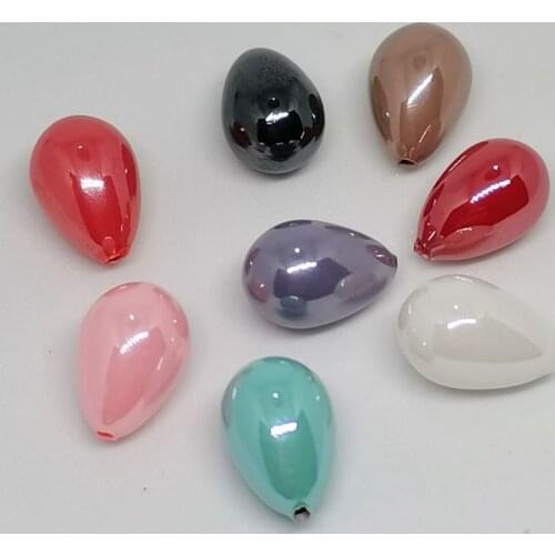 20 pcs/lot Wholesale Colorful Water Drop Imitation Pearl with Hole Beads For Jewelry Making DIY Accessories Free SHIPPING