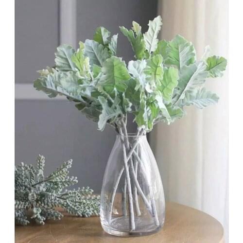 33cm artificial green leaf plants silk senecio cineraria room table decor dusty miller graden hotel fake flowers