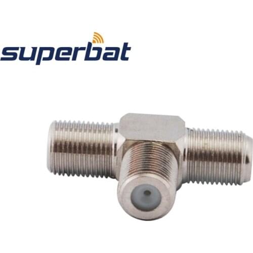 Superbat F Adapter F Jack to 2 F Female 3-Way T type Splitter RF Coaxial Connector