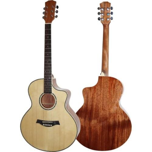 Acoustic Guitar 41 inch Guitar Spruce Solid Folk Guitar 6 String Instrument for Beginner Guitar Gift AGT388