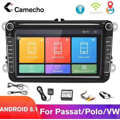 Camecho 8inch Android 8.1 Car Radios GPS MP5 Multimedia Player For Seat/Skoda/Passat/Golf/Polo Bluetooth Auto Radio Audio Stereo